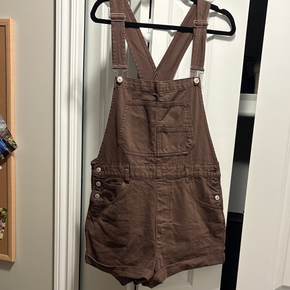 NWOT Free People Ziggy Brown Short Overalls